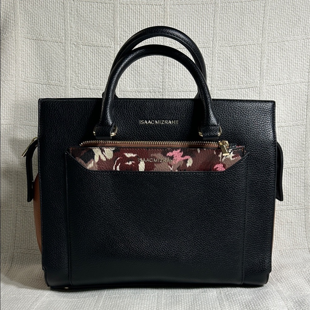 Isaac Mizrahi Black and Brown Women's Crossbody Satchel